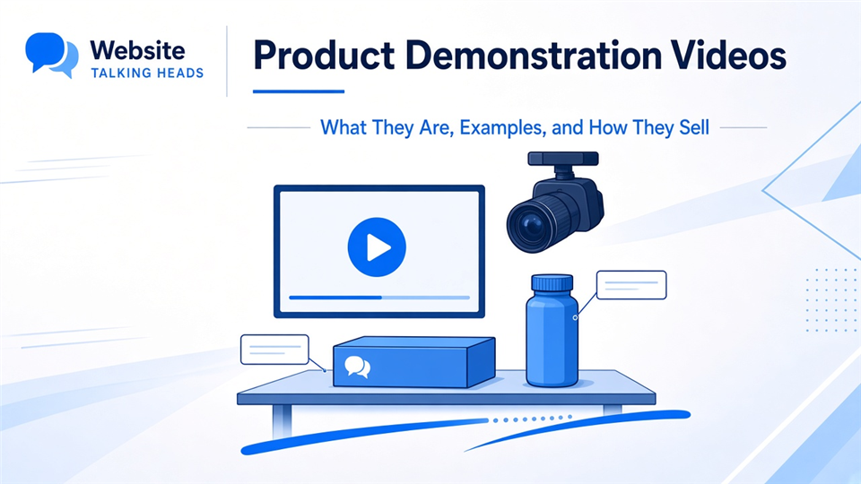 Product demonstration videos — tabletop product demo with camera and callouts